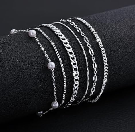 MBW Gold Bracelets for Women Trendy, Dainty 14K Gold Plated Bracelet Stack Beaded Chain Bracelet Set Thin Small Cute Paperclip Bracelets Fashion Waterproof Jewelry Gift Gold Accessories for Women