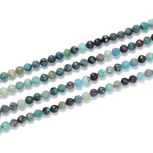 Adabele 15 Inch Natural Chrysocolla Healing Gemstone 3mm (0.12 Inch) Tiny Small Faceted Round Loose Beads Stone Spacer (110-120pcs) for Craft Jewelry Making GK3-16 - color: Chrysocolla, size: 3mm (0.12") - 15 inch/1 strand
