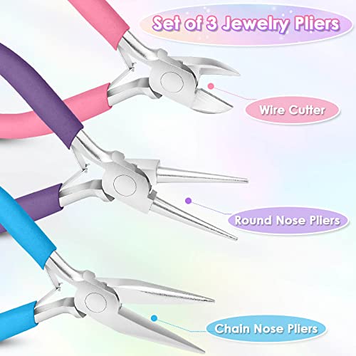 Pliers for Jewelry Making, Shynek Jewelry Pliers Set Includes Needle Nose Pliers, Round Nose Plier and Wire Cutters, Jewelry Making Tools for Jewelry Repair, Wire Wrapping, Beading and Crafts - style: Frosted Non-Slip Handle
