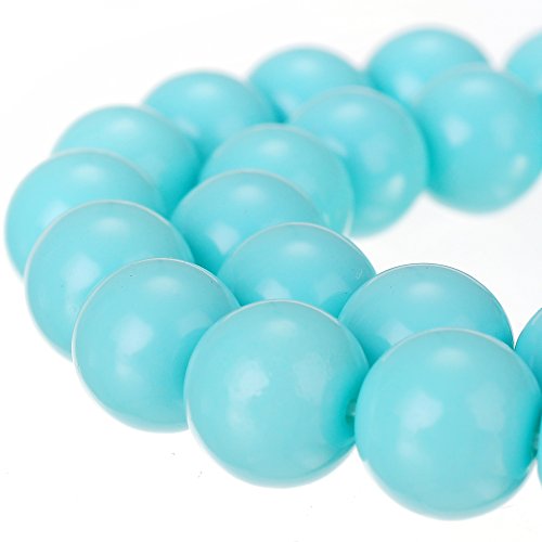 RUBYCA Round Opaque Painted Druk Czech Glass Beads Bulk Jewelry Making Supplies Strand (Blue, 4mm) - color: Light Blue, size: 4mm