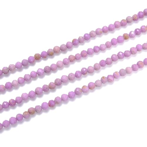 Adabele 15 Inch Natural Purple Phosphosiderite Healing Gemstone 3mm (0.12 Inch) Tiny Small Faceted Round Loose Beads Stone Spacer (135-145pcs) for Craft Jewelry Making GK3-25 - color: Purple Phosphosiderite, size: 3mm (0.12") - 15 inch/1 strand