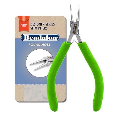 Beadalon Designer Series Slim Round Nose Pliers, Lime Green Vinyl-Free Grips, Stainless Steel, Box Joint, Double Leaf Springs, 5.75 in - color: Lime Green, style: Round Nose