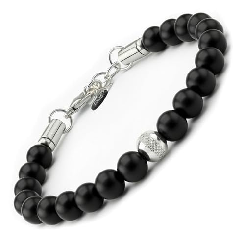 10:10 Men’s Beaded Bracelet – Natural Stone & Stainless Steel – Handmade in Italy