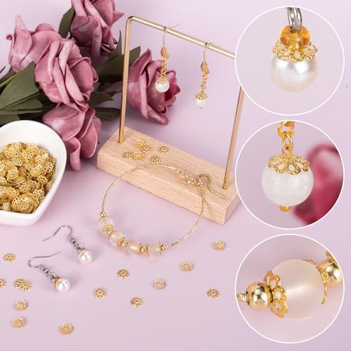 ANCIRS 1000pcs 7mm Spacer Beads Caps for Jewelry Making, Metal Hollow Flower Bead Caps for Bracelet Necklace- Gold - color: Gold-1000pcs-7mm