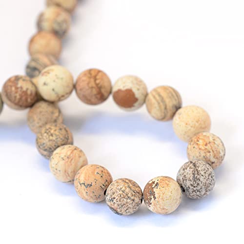 KISSITTY 235pcs 8mm Frosted Natural Picture Jasper Bead Strands, Mixed Gemstone Crystal Beads Round Chakra Beads Energy Healing Crystals Gemstones for DIY Jewelry Making - color: Frosted Natural Picture Jasper