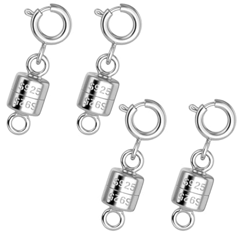 925 Sterling Silver Magnetic Necklace Clasps and Closures,Silver Necklace Extender,Bracelet Clasps,Chain Extenders for Necklaces,Necklace Magnetic Clasp (Sliver Magnetic Necklace 4pcs) - color: sliver magnetic necklace 4pcs