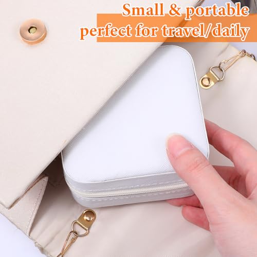 12 Pack White Travel Jewelry Case, PU Leather Mini Jewelry Organizer Box, Portable Earring Storage Box for Women, Girls, Bridesmaid Gifts(3.94 x 3.94 x 1.97 Inches)
