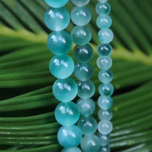 6mm Natural Stone Beads 65pcs Flower Jade Polished Round Smooth Crystal Loose Gemstone Beads for Jewelry Making DIY Bracelet Necklace Earring Crafts Supplies - color: Flower Jade 1 strand-65pcs