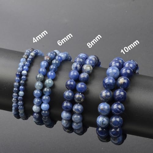 Natural Healing Gemstone Bracelet Handmade Yoga Stretch Elastic Bracelet Stress Relief Crystal Jewelry for Men and Women - color: Blue Sodalite (Wisdom), size: 10mm