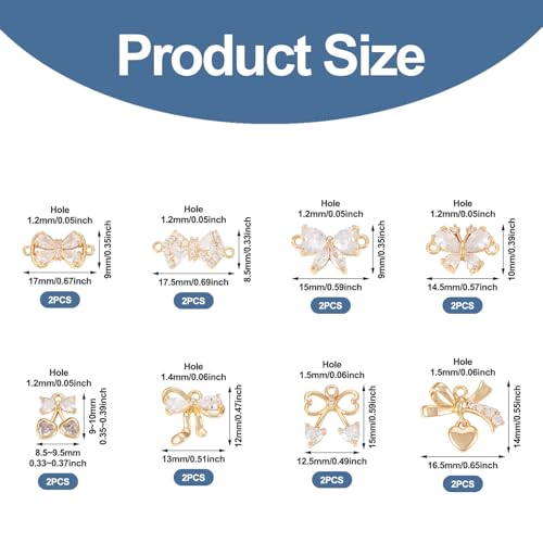 FASHEWELRY Golden Bow Connector Charms Bulk, Christmas Bowknot Link Charms, Infinity Links Geometric Hollow Bezel Pendants for Earring Bracelet Necklace Keychains Jewelry Making - color: 18K Gold Plated-Bowknot