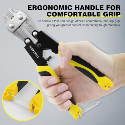 XUDYVCO Mini Bolt Cutters, Premium 8IN Heavy Duty Wire Cable Cutters with Non-Slip Handle, Multi-Function Wire Snips Pliers Clippers with Labor-Saving Spring Loaded for Chain Mesh Screw Fence Rivets