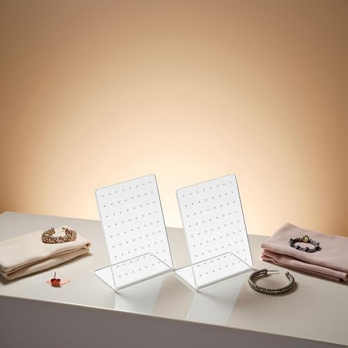 2Pcs Earrings Stand Display, 72 Holes Acrylic Earring Holder Organizer, Ear Studs Jewelry Storage Display, Rack Showcase Earrings Display, Stand Earring Storage