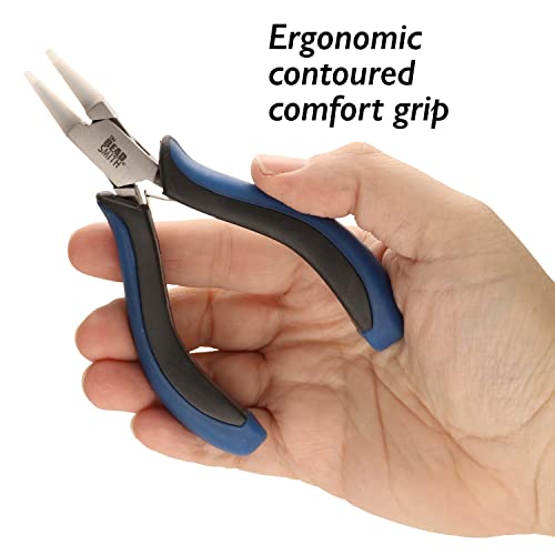 The Beadsmith Round Nose Nylon Jaw Pliers – 5 inches (127mm) – Ergonomic Handle, Double Leaf Springs – Includes Replacement Heads – Jewelry Making Tool for Creating Bracelets, Earrings & Necklaces - style: Round Nose
