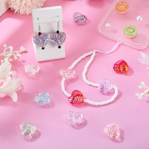 Transparent Acrylic Heart Beads Clear Heart Shape Beads, Craftdady 70Pcs UV Plating Iridescent Love Small Spacer Bead for Jewelry Making Bracelet Necklace Earring DIY Crafts - color: Mixed Color Heart