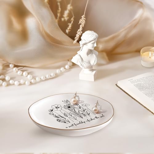 LITTLEBIGGER Birthday Gifts for Women – Jewelry Dish, Friendship Gifts for Women – Christmas Gift – Proverbs 27:9, A Sweet Friendship Refreshes the Soul – Ceramics Jewelry Tray - style: Friendship - A