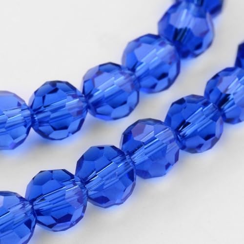 Perlin Czech Bohemian Crystal Glass Beads Faceted Round 4mm 90 Pieces Loose Spacer 1 Strand Beads for DIY Jewelry Earrings Necklace Bracelet Making (Blue) - color: blue