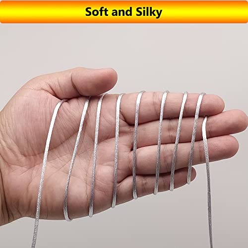 2 mm 330 Feet Satin Nylon Cord String for Jewelry Making Bracelet Necklaces Beading Thread Rattail Macrame Kumihimo Chinese Knot Craft - size: Silver