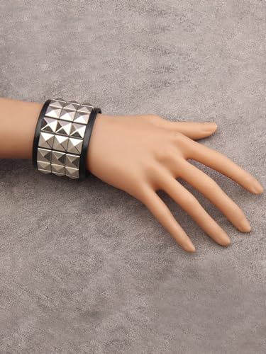 GelConnie Leather Cuff Bracelet Punk Braided Bracelets Rock Leather Wristbands Faux Mens Leather Bracelet Gothic Viking Bangle Adjustable Wrap Bracelet for Women,Men - color: Cuff Leather Bracelet