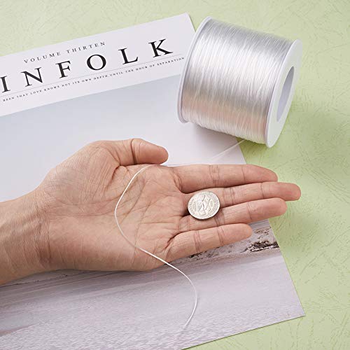 Pandahall 500m/roll Elastic Bracelet String 0.3mm Clear Crystal Stretch Bead Cords for Seed Beads Jewelry Making