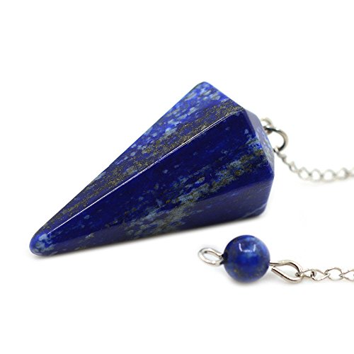 Justinstones Natural Lapis Gemstone Hexagonal Pointed Reiki Chakra Pendant Pendulum - color: Lapis