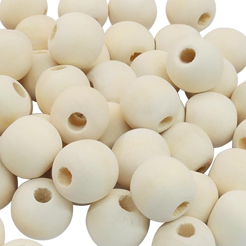 200Pcs Natural Wood Beads, 15mm Small Round Wooden Balls, Unfinished Wooden Beads for Crafts, DIY Jewelry, Dream Catchers - size: 15mm