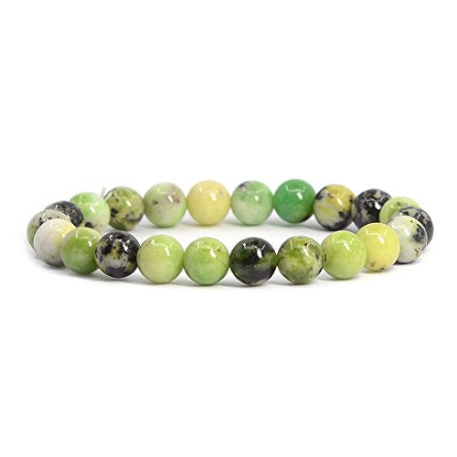 Justinstones 8mm Round Beads Stretch Bracelet 7 Inch Unisex - color: Australian Chrysoprase