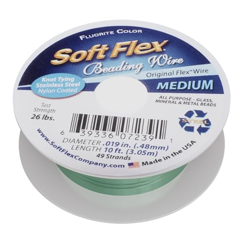 Soft Flex Stainless Steel 17.5mm by 21.0mm Ear Wire with 2.6mm 2 Row Hex Bead. Sold as - 10 Pieces Per Pack - style: Fluorite