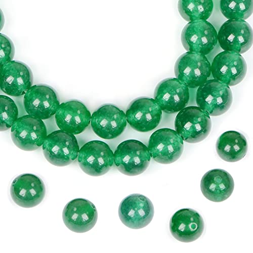 AD Beads Natural Gemstone Round Loose Beads 15" for Bracelet Necklace Earrings Jwelery Making Crafts DIY (6mm, Green Jade) - color: Green Jade, size: 6mm