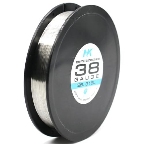 NK Jewelry Making Wire Stainless Steel 316L Soft Annealed AWG 22 24 26 27 28 29 30 32 34 36 38 40 Gauge (SS316L 38Ga 1000Feet, 1) - size: SS316L 38Ga 1000Feet