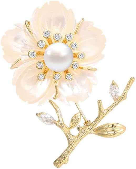 Flower Brooch Pin Rhinestones Pearl Flower Brooches Floral Pin Jewelry for Women Girls