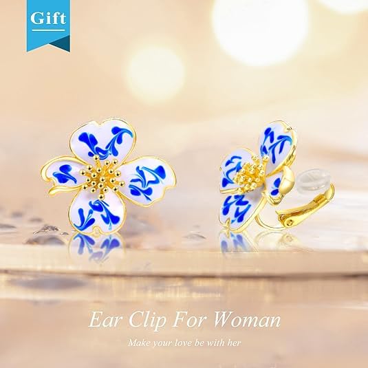 Clip on Earrings Women, 14K Gold Plated Earrings for Sensitive Ears, Fashion Women's Earrings Jewelry Birthday Gift for Wife Grandma Daughter Girls on Christmas Thanksgiving