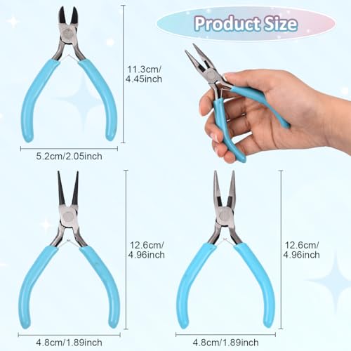 Pliers for Jewelry Making, Jewelry Pliers Set Includes Needle Nose Pliers, Round Nose Plier and Wire Cutters, Jewelry Making Tools for Jewelry Repair, Wire Wrapping, Beading and Crafts - color: Sky Blue