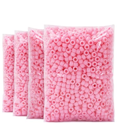 Praisebank Pony Beads, 4000pcs Pink, Beads for Jewelry Making, Beads for Crafts, Beads for Hair Braids. - color: Pink