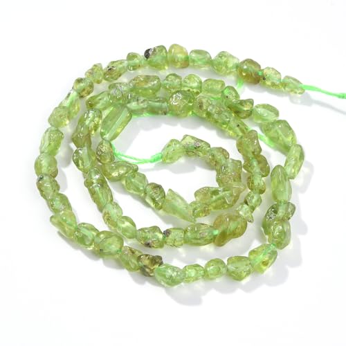 Green Peridot Pebble Nugget Oval Free Tumbled Stone 6-8mm Natural Gemstone Loose Beads Approx 15.5 inch for DIY Jewelry Making - color: Green Peridot