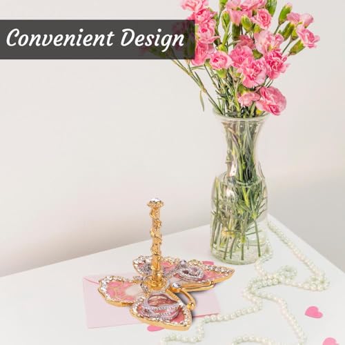 Matashi Butterfly Jewelry Holder for Women, Enamel - Gold Plated Jewelry Stand Organizer Ring Holder w/Crystals, Gift for Mom on Christmas, Mother’s Day, Birthday, Anniversary, Valentine’s Day, Pink - color: Pink
