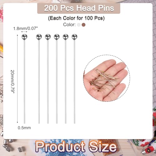 MECCANIXITY 200Pcs Plated Ball Head Pins Jewelry Making 24 Gauge 20mm Wire Head Pins Brass Ball Head Pins End Head Pins for DIY Craft Necklaces Bracelets Earrings, Silver and Purple Bronze - color: Silver and Purple Bronze, size: 20mm
