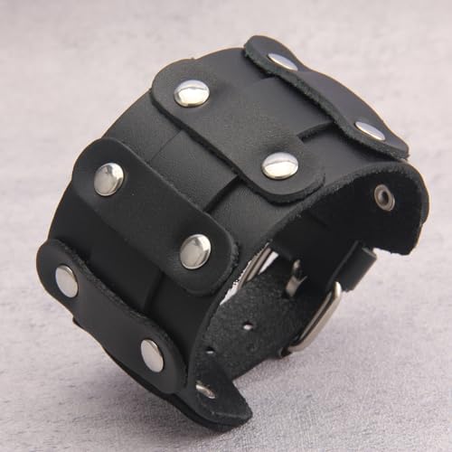 GelConnie Leather Cuff Bracelet Punk Braided Bracelets Rock Leather Wristbands Faux Mens Leather Bracelet Gothic Viking Bangle Adjustable Wrap Bracelet for Women,Men - color: Handmade Leather Bracelet
