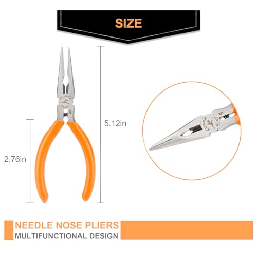 Rongon Small Needle Nose Pliers 5 Inch Precision Long Nose Plier Jewelry Pliers Tools Craftsman Tool Kit for Bending Wire, Handcraft, PCB Board, Working in Tight Areas - size: 1Pcs