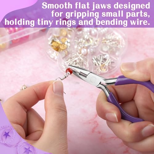 SPEEDWOX 3 Inches Chain Nose Pliers with Cutter, Purple, Jewelry Making Miniature Pocket Plier, Needle-Nose Pliers, Wire Cutters, Jewelry Pliers, Jewelry Making Tools - style: Chain Nose Pliers With Cutter