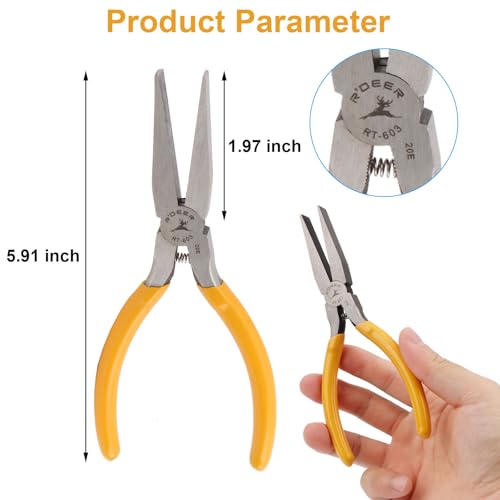 Flat Nose Pliers Smooth for Jewelry Making Wire Wrapping Bending Yellow (6 inch) - size: 6 Inch