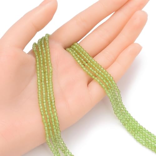 Adabele 15 Inch Natural Green Peridot Healing Gemstone 3mm (0.12 Inch) Tiny Small Faceted Round Loose Beads Stone Spacer (130-140pcs) for Craft Jewelry Making GK3-11 - color: Peridot, size: 3mm (0.12") - 15 inch/1 strand