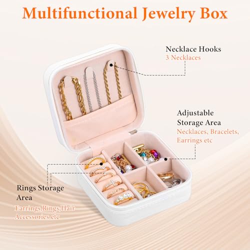 12 Pack White Travel Jewelry Case, PU Leather Mini Jewelry Organizer Box, Portable Earring Storage Box for Women, Girls, Bridesmaid Gifts(3.94 x 3.94 x 1.97 Inches)