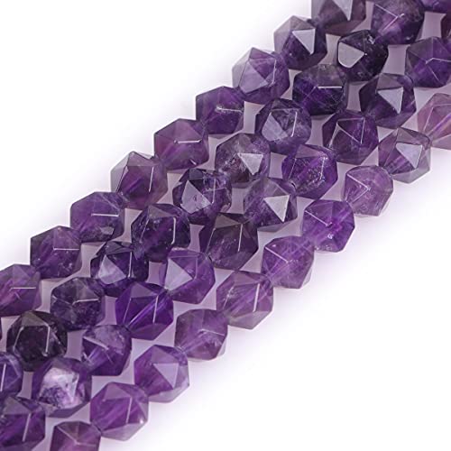 GEM-Inside Natural 6mm Amethyst Gemstone Loose Beads Faceted Purple Square Cambay Crystal Energy Stone Power for Jewelry Making 15" - color: Amethyst, size: 6mm