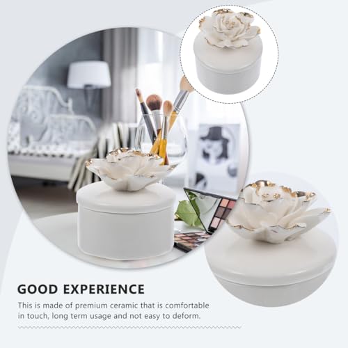 DECHOUS Small Ceramic Trinket Box with Lid - Jewelry Organizer Case for Women Girls Storage Ring, Earrings, Necklace - Gifts for Mother's Day Birthday Anniversary