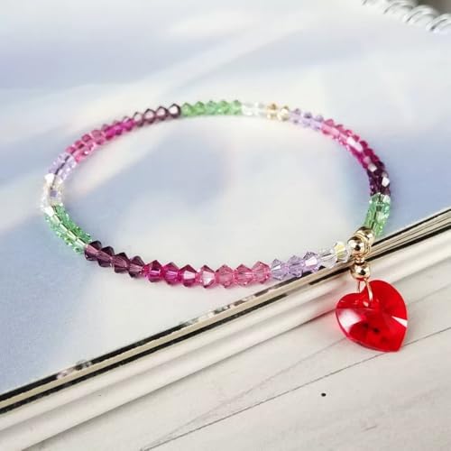 500pcs 4mm Bicone Crystal Glass Beads Faceted Bicone Crystal Beads Bulk Glass Spacer Beads for Bracelets Necklace Pendants Earrings DIY Jewelry Craft Making(Red AB) - color: Red AB, size: 4mm