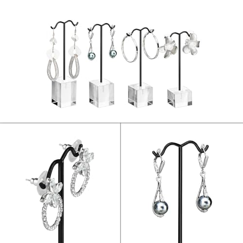 MOOCA Jewelry Display Set, Necklace Display Bust, Earring Organizer, Ring Holder Stand for Showcase and Store, Premium Fabric - color: 4) 9 piece. Black Velvet