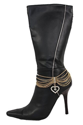 TrendyFashionJewelry Women Boot Bracelet Chains Gold Bling Metal Heart Love Western Fashion Anklet Shoe Charm Made In USA BC173