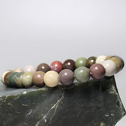 8mm Natural Gemstone Stretch Bracelet, Handmade Unisex Crystal Bracelets for Meditation, Yoga, Spiritual Healing & Positive Energy - color: Indian Agate