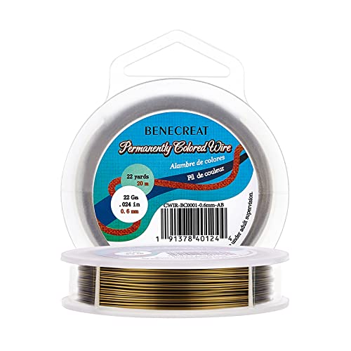 BENECREAT 22 Gauge Antique Bronze Jewelry Wire (66 Feet / 22 Yards), Tarnish Resistant Copper Wire for DIY Bracelets, Rings, Pendants, Handmade Jewelry Supplies - color: Antique Bronze, size: 22-Gauge(66-Feet/22-Yard)