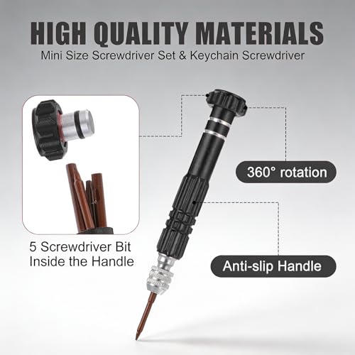 5-in-1 Multifunctional Small Screwdriver, Precision Set with 5 Micro Bits, Mini Repair Magnetic Screwdriver Kit for Eyeglass Sunglasses Electronics Cellphone Jewelry, Black - color: Black